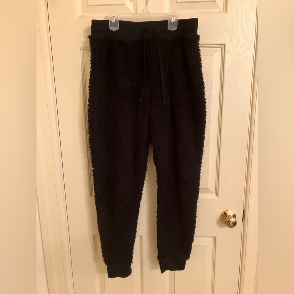 Black Fleece Fur Pants